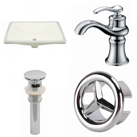 18.25 W CUPC Rectangle Undermount Sink Set In Biscuit, Chrome Hardware, Overflow Drain Incl.